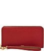 Fossil Logan RFID Zip-Around Leather Wristlet, Color:Garnet - Image 1