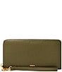 Fossil Logan RFID Zip-Around Leather Wristlet, Color:Desert Olive - Image 1