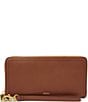 Fossil Logan RFID Zip-Around Leather Wristlet, Color:Brown - Image 1