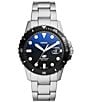 Color:Silver - Image 1 - Men's Blue Dive Three-Hand Date Stainless Steel Ombre Dial Bracelet Watch