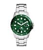Color:Green - Image 1 - Men's Blue Dive Three-Hand Date Green Dial Stainless Steel Bracelet Watch