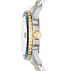 Color:Two Tone - Image 2 - Men's Blue Dive Three-Hand Date Two Tone Stainless Steel Bracelet Watch