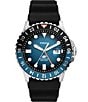 Color:Black - Image 1 - Men's Blue GMT Dual Time Black Silicone Strap Watch
