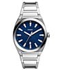 Color:Silver - Image 1 - Men's Everett Three-Hand Date Stainless Steel Blue Watch
