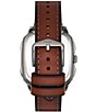 Color:Brown - Image 2 - Men's Inscription Three-Hand Date Amber Pro-Planet Leather Strap Watch