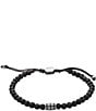 Color:Black - Image 1 - Men's Lava Bead Adjustable Bracelet