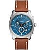 Color:Brown - Image 1 - Men's Machine Chronograph Brown Leather Strap Watch