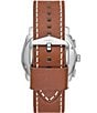 Color:Brown - Image 3 - Men's Machine Chronograph Brown Leather Strap Watch