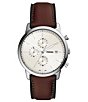 Color:Brown - Image 1 - Men's Minimalist Chronograph Brown Leather Bracelet Watch