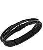 Color:Black - Image 2 - Men's Multi-Strand Black Leather Bracelet
