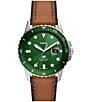 Color:Brown - Image 1 - Men's Quartz Analog 42mm Brown Leather Strap Watch