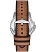 Color:Brown - Image 3 - Men's Quartz Analog 42mm Brown Leather Strap Watch