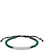 Color:Silver - Image 1 - Men's Reconstituted Green Malachite Beaded Bracelet