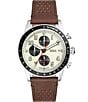 Color:Brown - Image 1 - Men's Sport Tourer Brown Leather Chronograph Watch