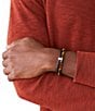Color:Brown - Image 3 - Men's Tiger's Eye and Brown Leather Link Bracelet