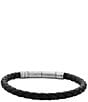 Color:Black - Image 1 - Men's Vintage Casual Braided Leather Bracelet