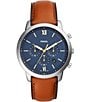 Color:Brown - Image 1 - Neutra Chronograph Blue Dial Brown Leather Watch