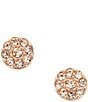 Color:Rose Gold - Image 1 - Sutton Disc Rose-Tone Stainless Steel Crystal Stud Earrings