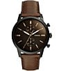 Color:Brown - Image 1 - Townsman Chronograph Brown Leather Watch