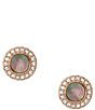 Color:Rose Gold - Image 1 - Val Gray Mother-Of-Pearl Glitz Stud Earrings
