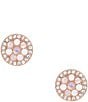 Fossil Val Mosaic Mother-of-Pearl Crystal Stud Earrings - Image 1