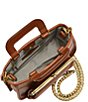Color:Brown - Image 3 - Vintage Leather Kiss-Lock Satchel Bag