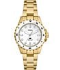 Color:Gold - Image 1 - Women's Blue Dive Three-Hand Date Gold Tone Stainless Steel Bracelet Watch
