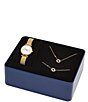 Color:Gold - Image 4 - Women's Carlie Three-Hand Gold-Tone Stainless Steel Mesh Watch and Jewelry Set