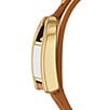 Color:Brown - Image 2 - Women's Harwell Three-Hand Medium Brown and White Colorblock Leather Strap Watch
