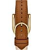 Color:Brown - Image 3 - Women's Harwell Three-Hand Medium Brown and White Colorblock Leather Strap Watch
