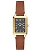Color:Brown - Image 1 - Women's Raquel Three-Hand Date Brown Leather Strap Watch