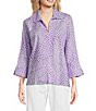 Foxcroft Agnes Linen Blend V-Neck 3/4 Sleeve Tunic, Color:Amethyst - Image 1