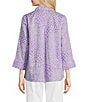 Foxcroft Agnes Linen Blend V-Neck 3/4 Sleeve Tunic, Color:Amethyst - Image 2