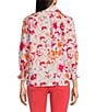 Color:Pink Multi - Image 2 - Alexis Floral Print Point Collar 3/4 Sleeve Top
