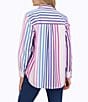 Color:Multi - Image 2 - Boyfriend Multi Stripe Point Collar Button Front Long Sleeve Shirt