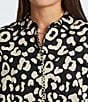 Foxcroft Charlie Cotton Sateen Cheetah Print Point Collar Long Sleeve Round Hem Button Front Shirt, Color:Silver Birch - Image 3