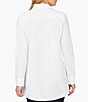 Color:White - Image 2 - Cici Solid Non-Iron Pinpoint Oxford Long Sleeve Point Collar Button Front Tunic