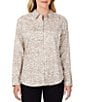 Color:Ivory Multi - Image 1 - Davis Cocoa Zebra Print Cotton Sateen Point Collar Long Sleeve Shirt