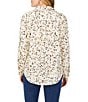 Color:Birch Wood - Image 2 - Davis Layered Dot Print Cotton Sateen Point Collar Neck Long Sleeve Button Front Top