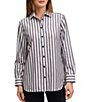 Foxcroft Frankie Stripe Collared Neckline Long Sleeve Top,Specials : American Fashion Style Bags On Sale