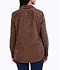 Color:Brown - Image 2 - Haven Solid Corduroy Point Collar Long Sleeve Round Hem Button Front Shirt