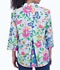Color:Blue Multi - Image 2 - Kelly Point Collar 3/4 Sleeve Painterly Floral Shirt