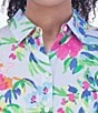Color:Blue Multi - Image 4 - Kelly Point Collar 3/4 Sleeve Painterly Floral Shirt