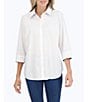 Color:White - Image 5 - Margie Stretch Cotton Point Collar 3/4 Sleeve Button Front Shirt