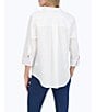 Color:White - Image 6 - Margie Stretch Cotton Point Collar 3/4 Sleeve Button Front Shirt