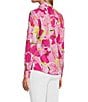 Color:Pink Multi - Image 4 - Mary Floral Print Y-Neck Point Collar Barrel Cuff Long Sleeve Button Front Shirt