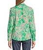 Color:Green Multi - Image 2 - Mary Y-Neck Point Collar Long Sleeve Button Front Shirt