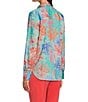 Color:Blue Multi - Image 4 - Meghan Coral Print Point Collar Long Sleeve Button Front Top