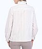 Color:White/Black - Image 2 - Mia Lurex Knit Stripe Print Ruffle Collar Long Sleeve Popover Top