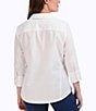 Color:White - Image 2 - Paityn Jacquard Point Collar 3/4 Sleeve Shirttail Hem Button Front Shirt